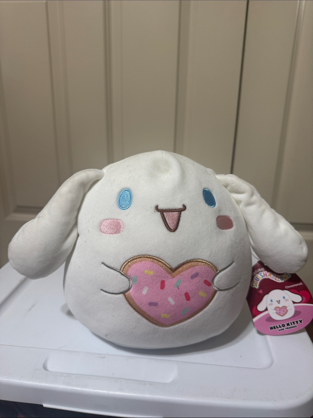 Sanrio Cinnamoroll Plush — White with Pink Heart and Blue Eyes